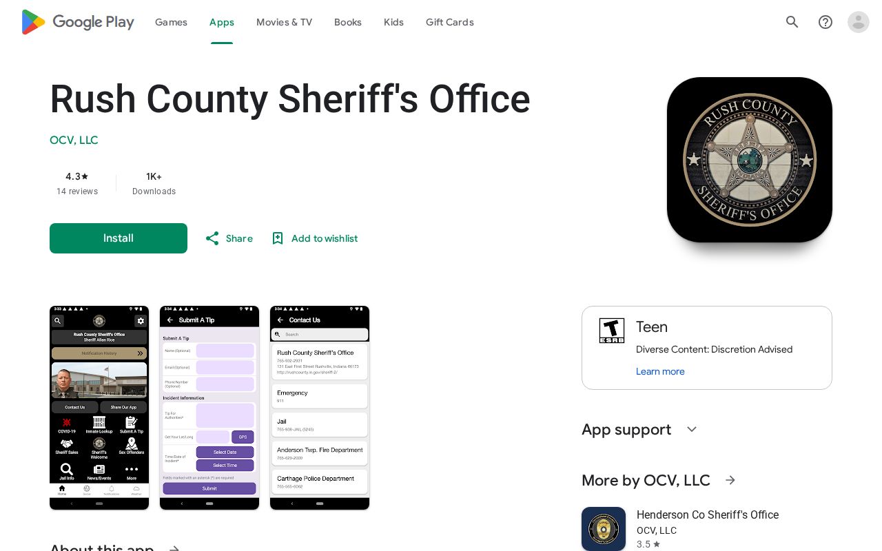 Rush County Sheriff app public safety and arrest information listing