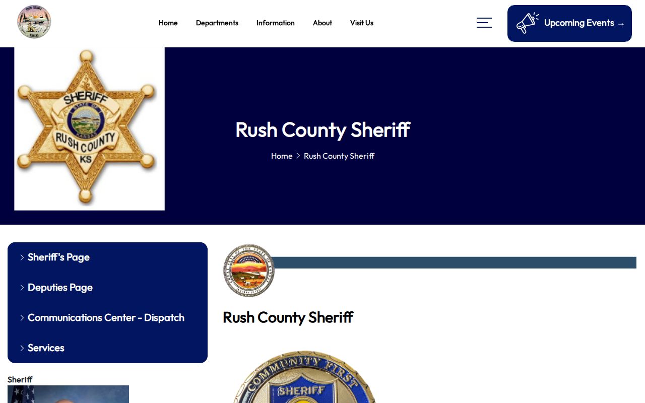 Rush County Sheriff official booking record contact page